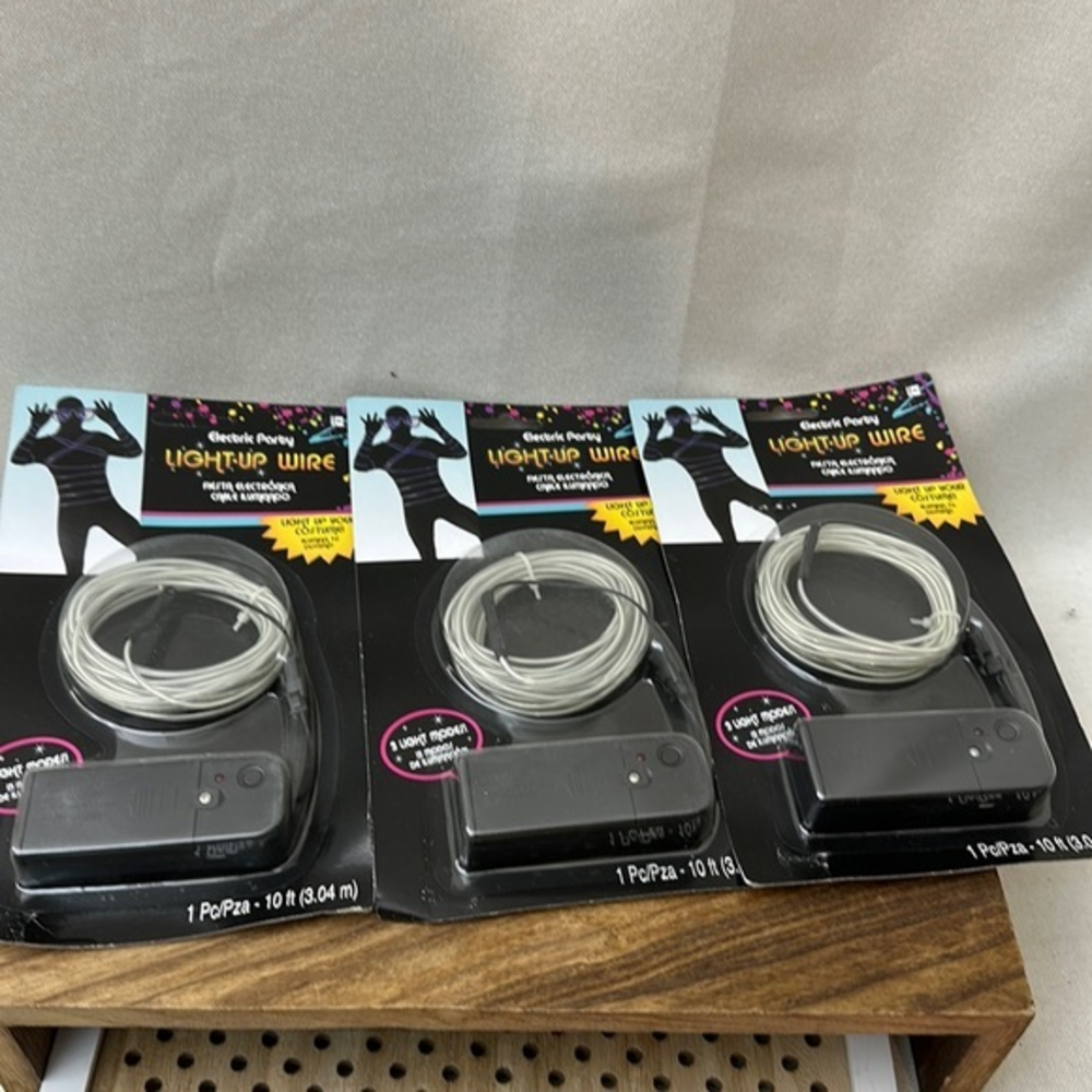 Set of (3) New Electric Party Light-Up Wire 10ft, 3 Light Modes